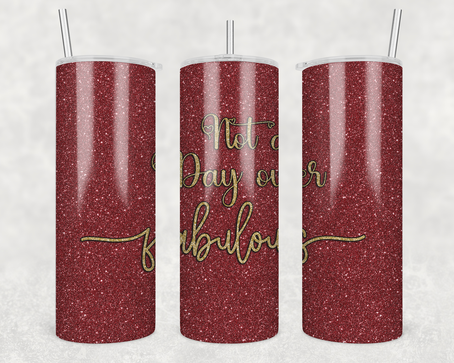 30 oz Skinny Tumbler Red Glitter Fabulous Quote Sublimation Design Transfer