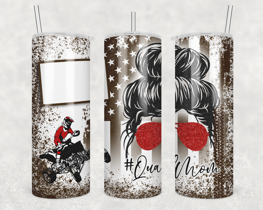 20 oz Skinny Tumbler Sublimation Design Template Glitter Quad Mom Add Photo Off Road