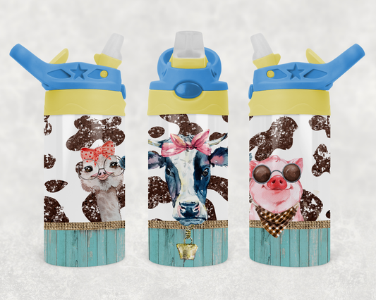 Kids Flip Top Cow Print Farm Animals Burlap Glitter Design