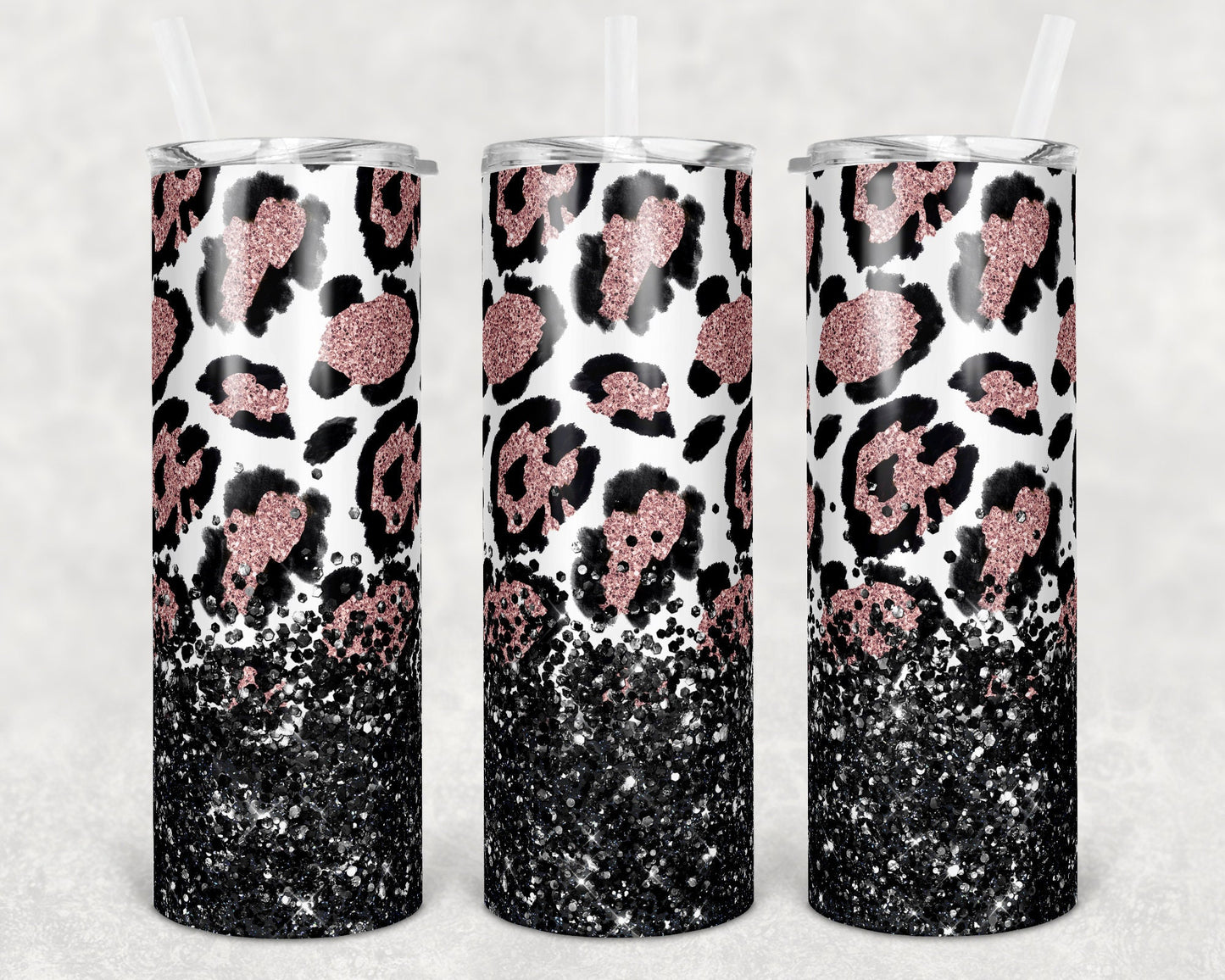 20 oz Skinny Tumbler Sublimation Design Template Pink Leopard Glitter –  Sublimation by Design