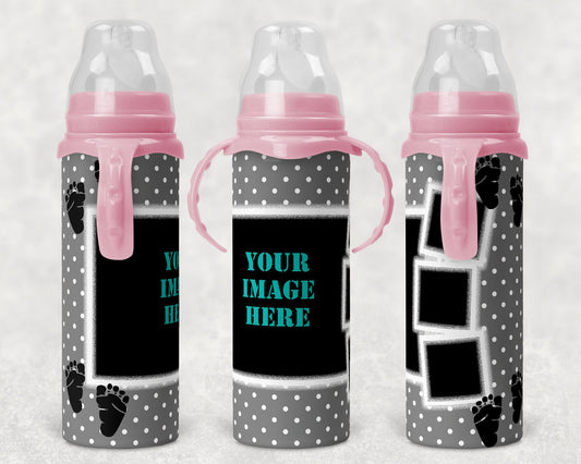 Baby Bottle Sublimation Gray with Photo Spots Design