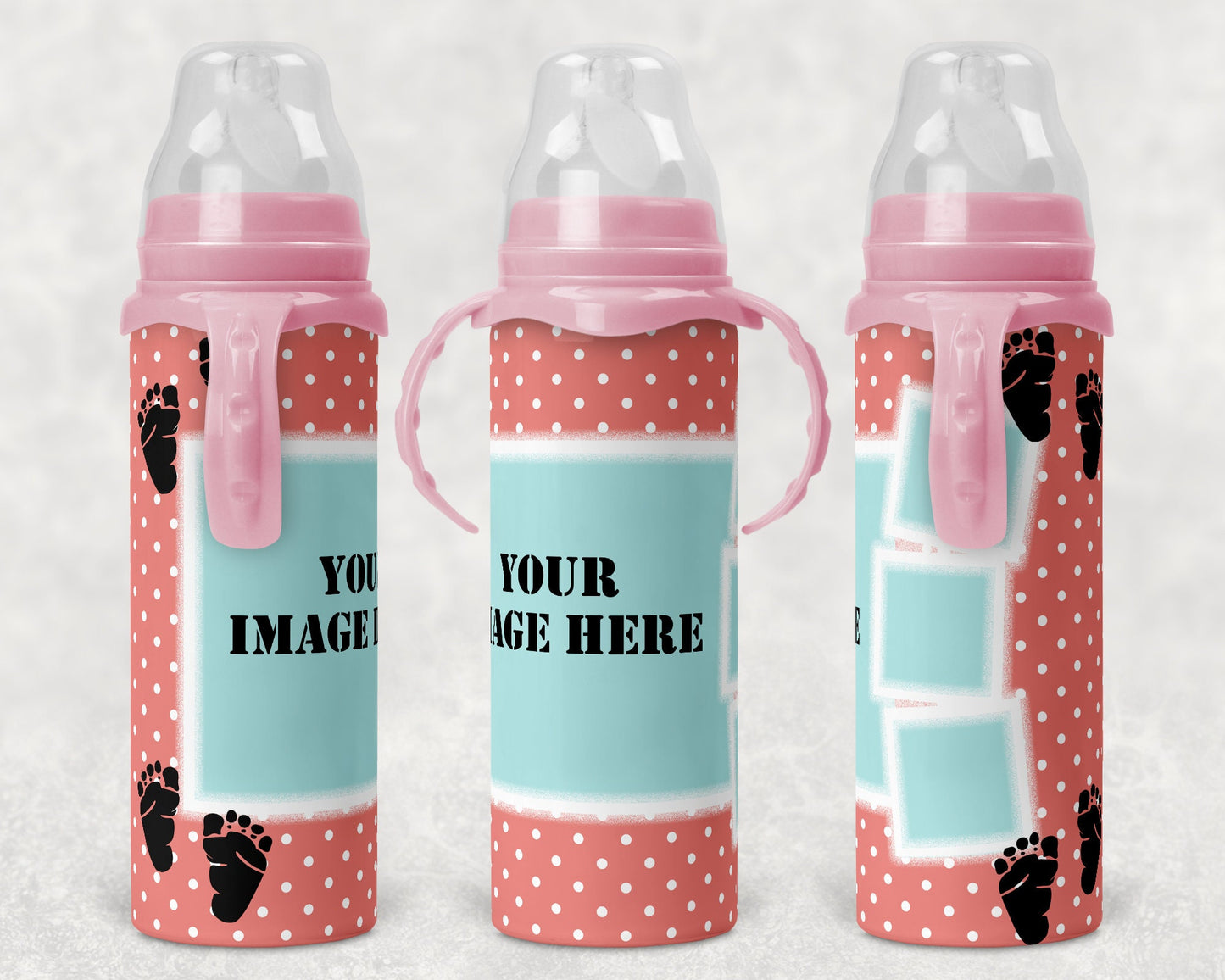 Baby Bottle Sublimation Pink with Photo Spots Design