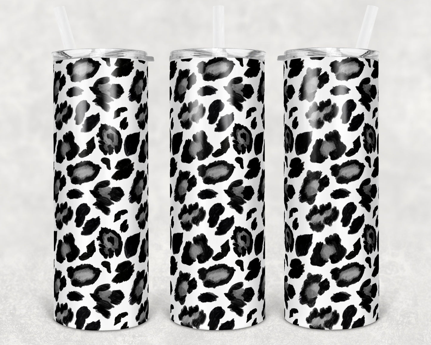 20 oz Skinny Tumbler Sublimation Design Template White Black Leopard Glitter Design tumblers