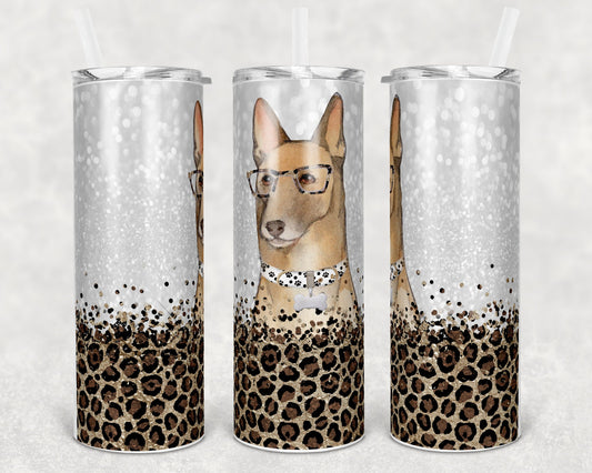 20 oz Skinny Tumbler Sublimation Benoit Dog Mom Glitter and Leopard Template Straight Warped Mothers Day Dog Mama