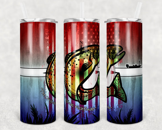 20 oz Skinny Tumbler Trout Fishing Dad and Blank Flag Sublimation Design Print Transfer