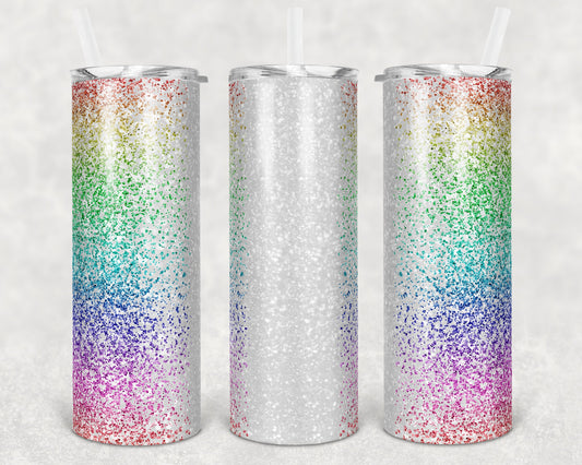 20 oz Skinny Tumbler Sublimation Design Glitter Confetti vertical glitter Straight and Warped Design