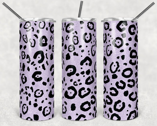 20 oz Skinny Tumbler Sublimation Design Template Lavender Leopard Glitter Design tumblers