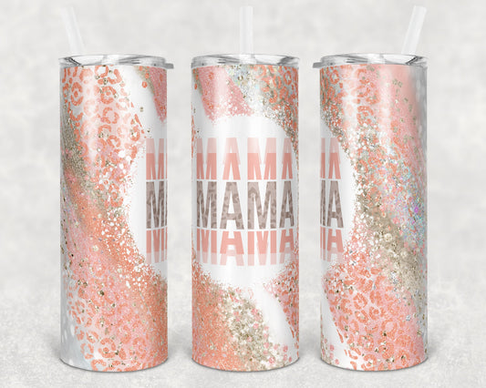20 oz Skinny Tumbler Sublimation Template Agate Milky Way Peach Leopard Shirt and Tumbler Straight Warped Design