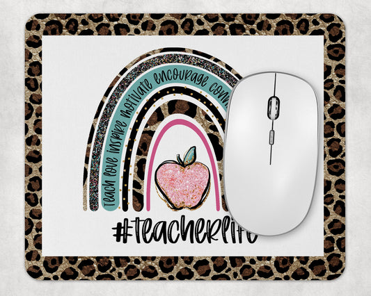 Mousepad Teacher Design Rainbow Teacher Leopard Teacher Life Sublimation Design Mouse Pad