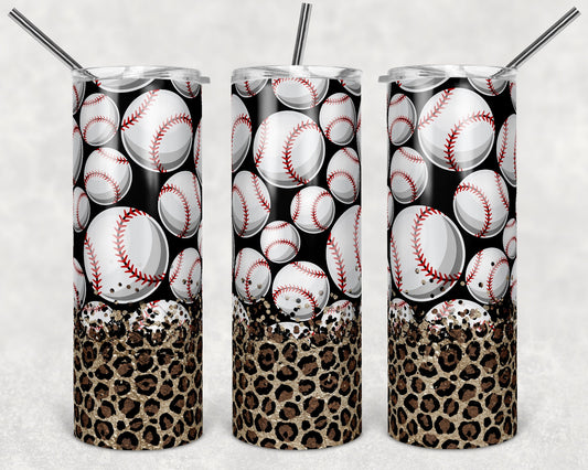 20 oz Skinny Tumbler Blank Leopard Gold Confetti Spo Baseball Sublimation Design