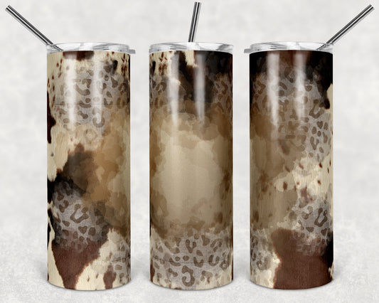 20 oz Skinny Tumbler Design Cow Hide Cow Leopard Background add own quote Sublimation Design